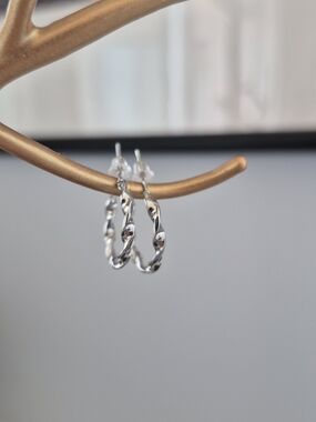 Twisted Hoop Silver Earrings - Sleek Women Jewelry